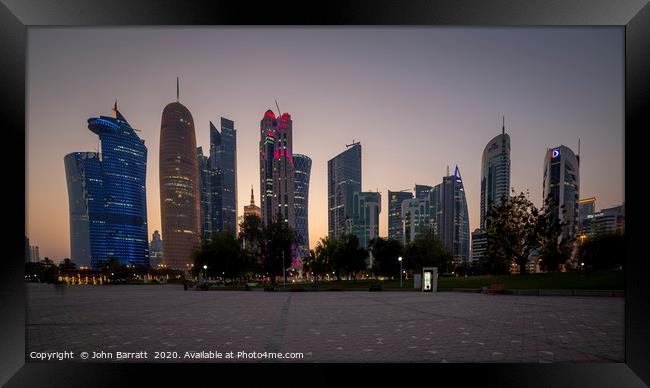 Doha Skyline Framed Print by John Barratt
