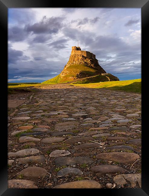 Sunset over Lindisfarne priory Framed Print by Richard Armstrong