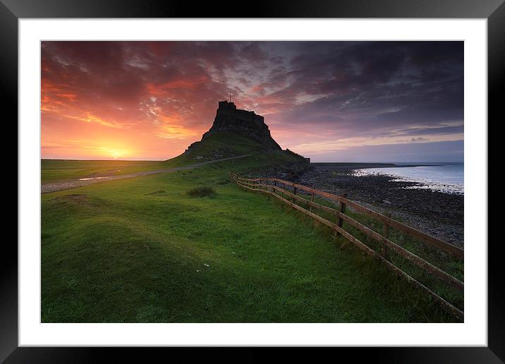 Lindisfarne castle sunrise Framed Mounted Print by Richard Armstrong