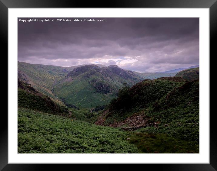 Eagles Cragg From The Langstrath Valley. Framed Mounted Print by Tony Johnson