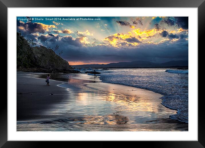 Sunset over Byron Bay Framed Mounted Print by Sheila Smart