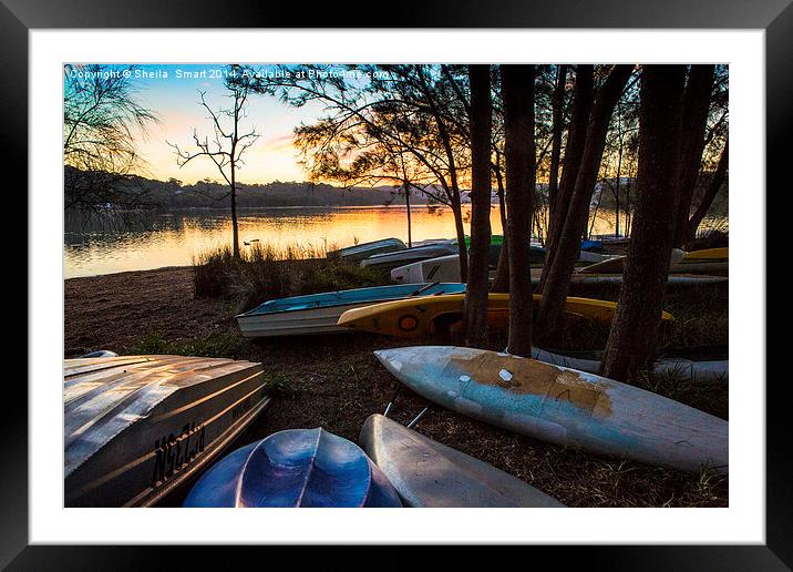  Boats at Narrabeen Lake Framed Mounted Print by Sheila Smart