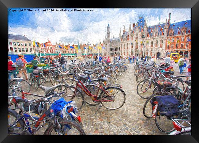  Bicycles in Brugge, Belgium Framed Print by Sheila Smart