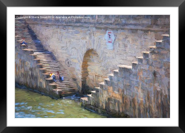  Steps down to the River Seine, Paris Framed Mounted Print by Sheila Smart