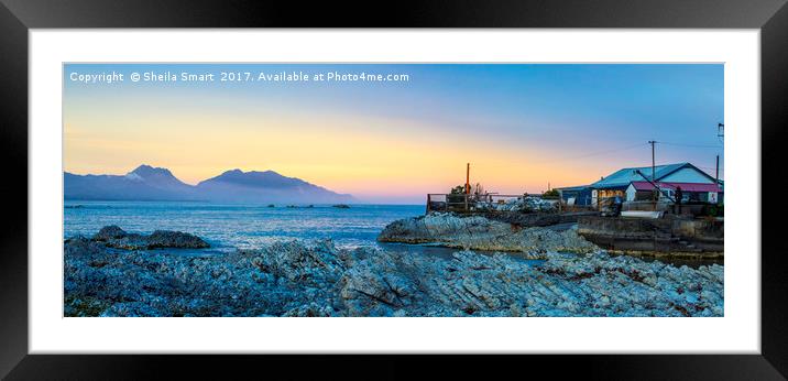 Kaikoura seascape with fishing hut Framed Mounted Print by Sheila Smart