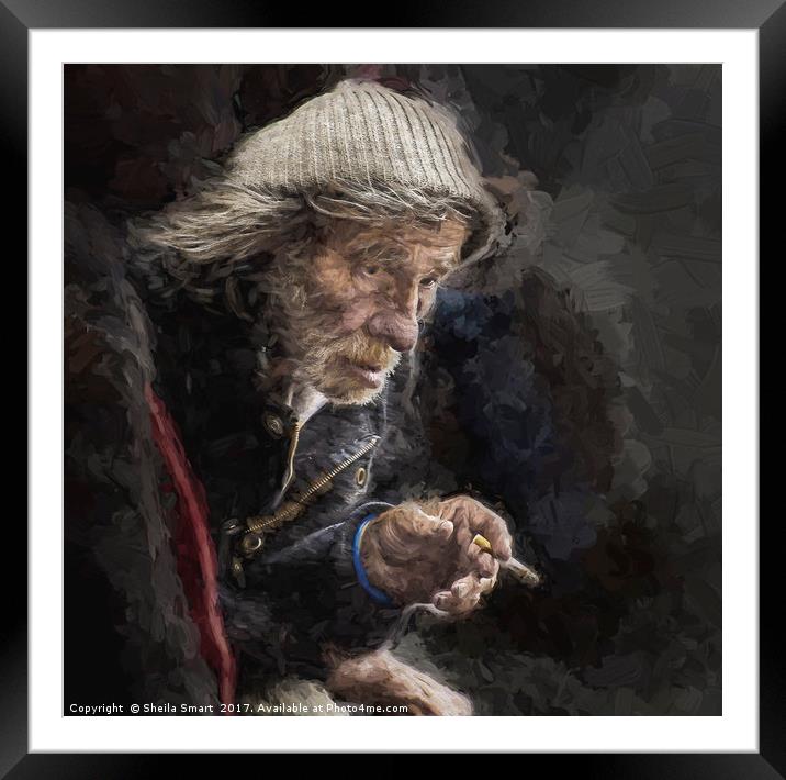 Man with ciggie Framed Mounted Print by Sheila Smart