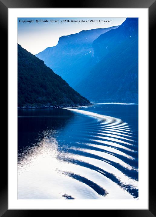 Wake in Norwegian fjords Framed Mounted Print by Sheila Smart