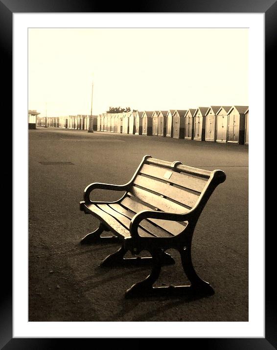 Brighton Promenade Bench Framed Mounted Print by Liz Watson