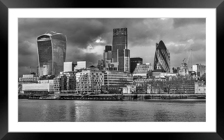 London Skyline in Black and White  Framed Mounted Print by LensLight Traveler