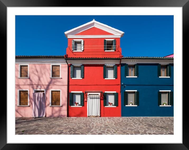 Burano Homes Framed Mounted Print by LensLight Traveler