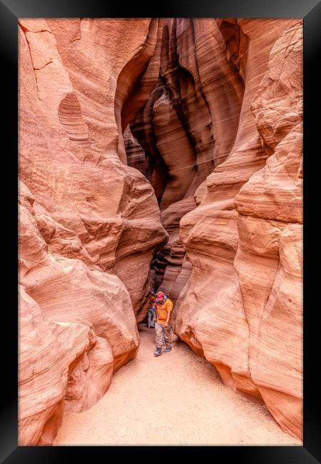 Guide Leaving Antelope Canyon Framed Print by LensLight Traveler