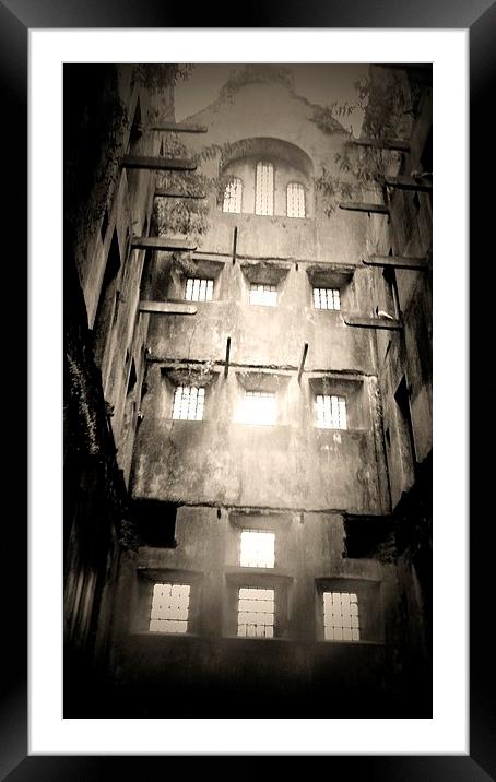 Bodmin Gaol, Black And White Framed Mounted Print by Lisa PB