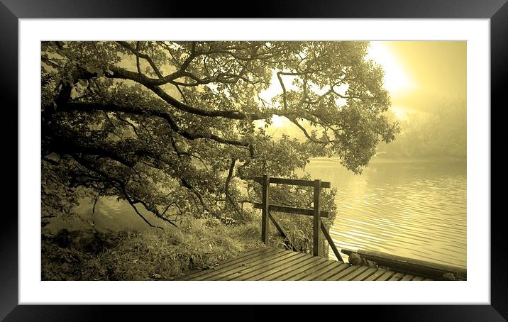Cloudy Day on the River Framed Mounted Print by Lisa PB
