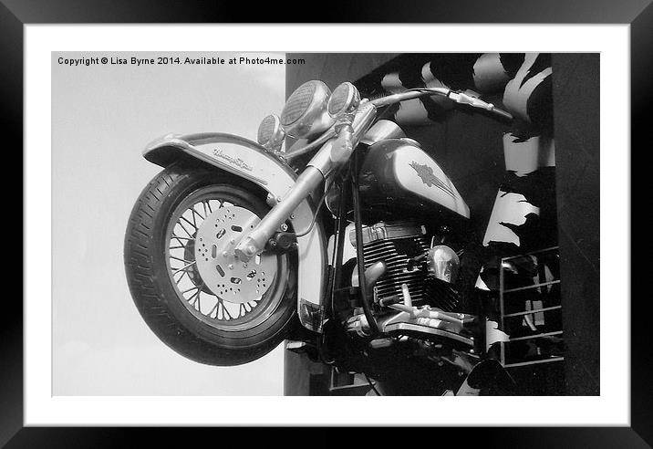 Black and White Motorbike Framed Mounted Print by Lisa PB