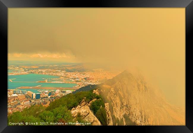 A Cloudy Gibraltar Framed Print by Lisa PB