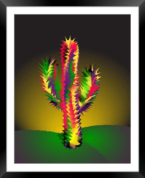 Cactus At Night Cartoon Framed Mounted Print by Lidiya Drabchuk