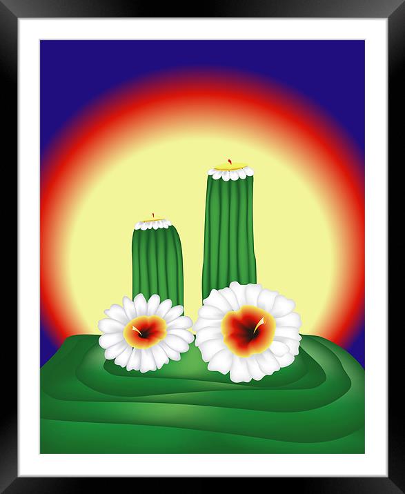 Blooming Cactuses in Sunset Framed Mounted Print by Lidiya Drabchuk