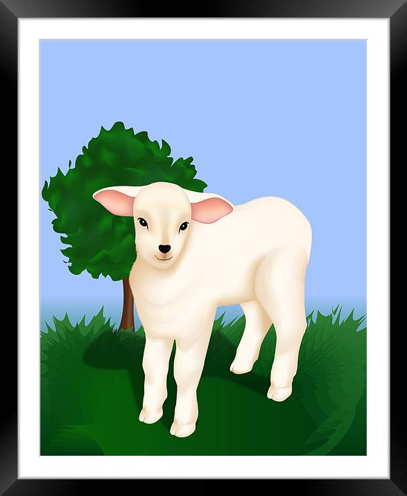 Little Lamb Framed Mounted Print by Lidiya Drabchuk