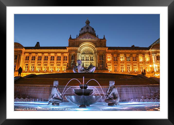 Victoria Square, Birmingham Framed Mounted Print by Diane Griffiths