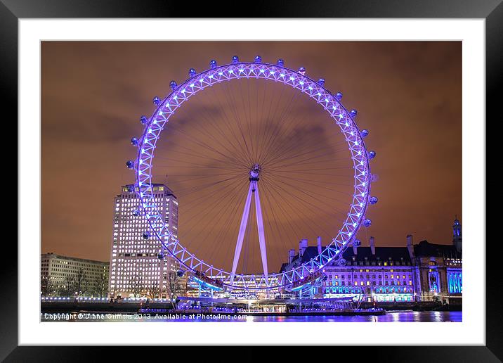 The London Eye Framed Mounted Print by Diane Griffiths