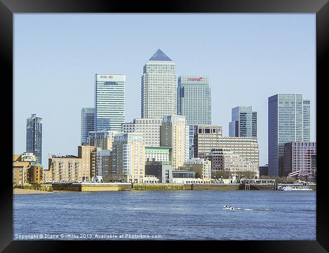 Canary Wharf from across The Thames Framed Print by Diane Griffiths