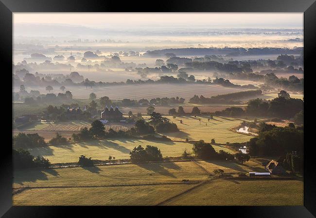 Kent Countryside Misty Sunrise Framed Print by Diane Griffiths