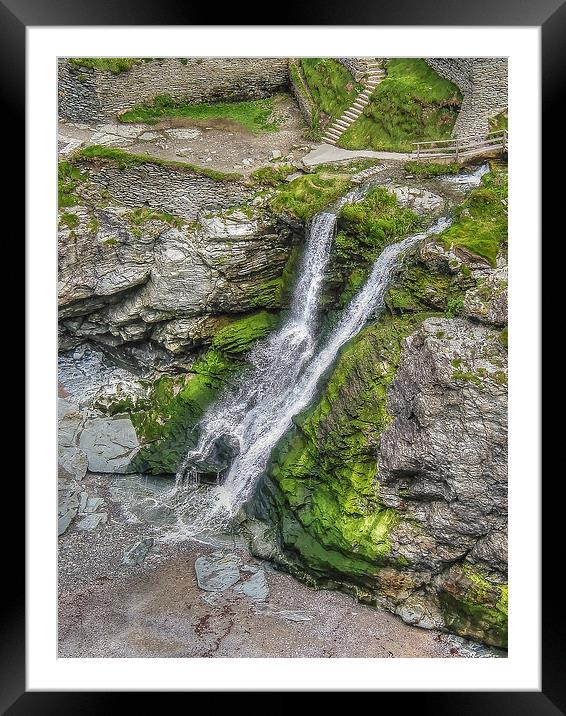 Waterfall at Tintagel Framed Mounted Print by Diane Griffiths