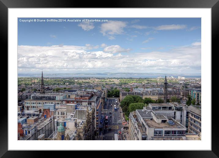 View over Edinburgh Framed Mounted Print by Diane Griffiths
