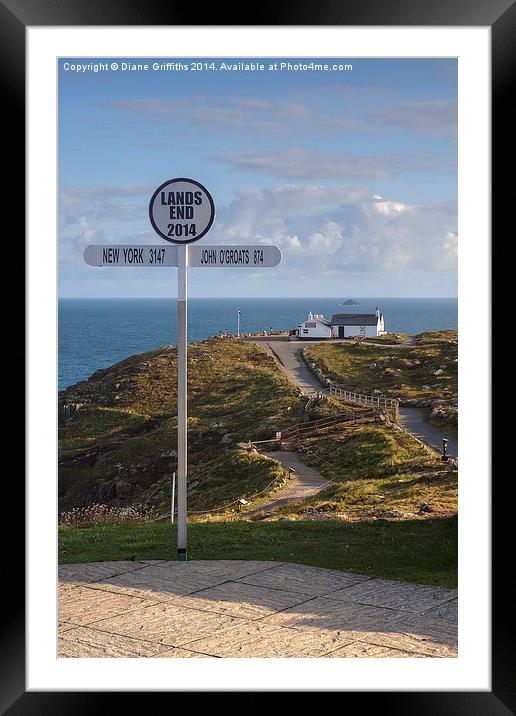  Lands End Sign Framed Mounted Print by Diane Griffiths