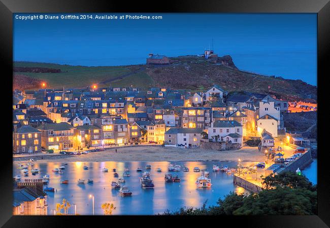  St Ives Harbour at dusk Framed Print by Diane Griffiths