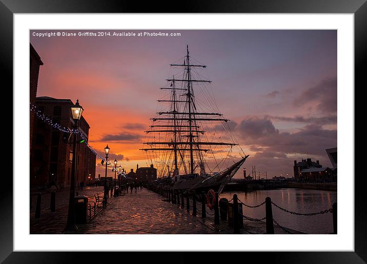  Liverpool Sunset Ship Framed Mounted Print by Diane Griffiths