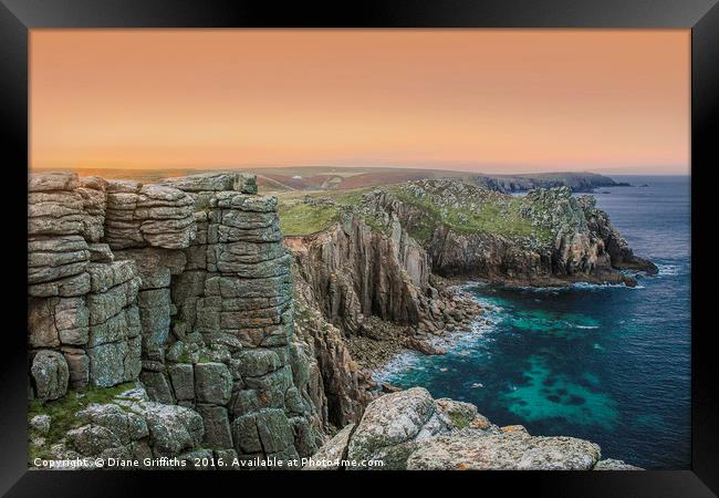 Lands End at Dawn Framed Print by Diane Griffiths