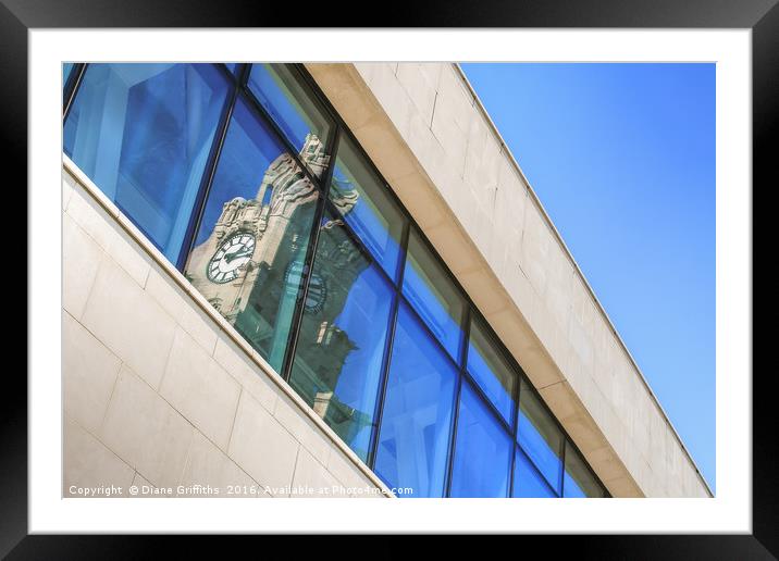 Liver Building Reflection Framed Mounted Print by Diane Griffiths