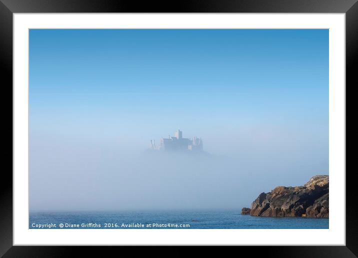 St Michael's Mount covered in mist Framed Mounted Print by Diane Griffiths