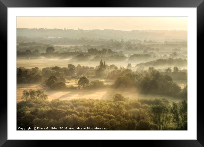 Kent Countryside at sunrise Framed Mounted Print by Diane Griffiths