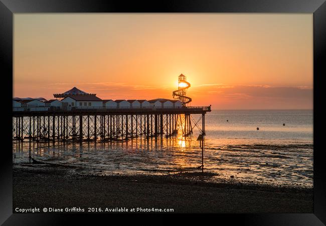 Herne Bay Pier Sunset Framed Print by Diane Griffiths