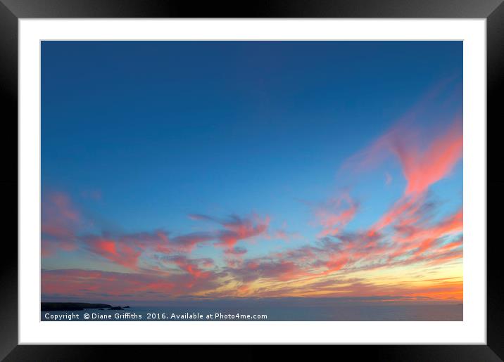 Sunset over Fistral Beach and Pentire Headland Framed Mounted Print by Diane Griffiths