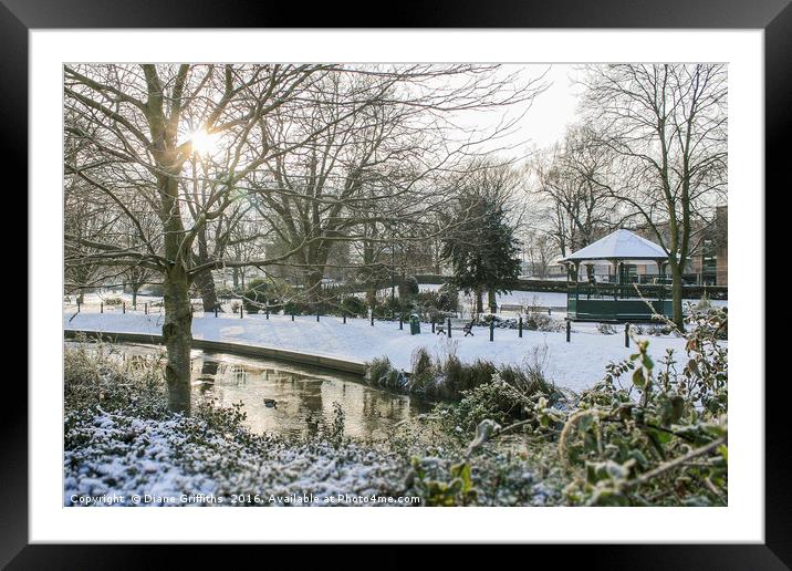 Victoria Park in the Snow Framed Mounted Print by Diane Griffiths