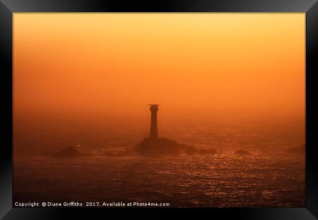 Lands End sunset, Cornwall Framed Print by Diane Griffiths