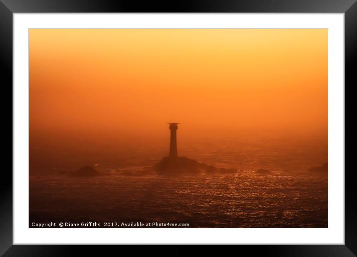 Lands End sunset, Cornwall Framed Mounted Print by Diane Griffiths