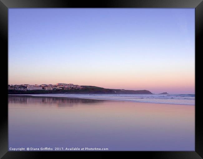 Sunrise Reflection on Fistral Framed Print by Diane Griffiths