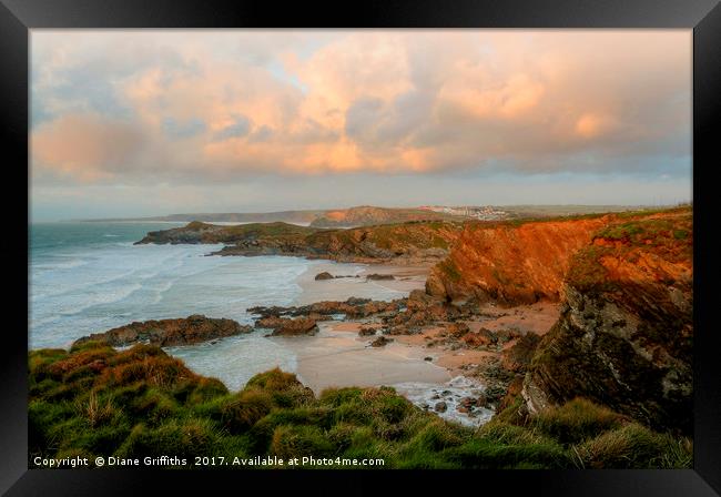 Newquay towards Trevelgue Head Framed Print by Diane Griffiths