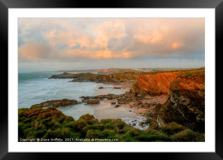 Newquay towards Trevelgue Head Framed Mounted Print by Diane Griffiths