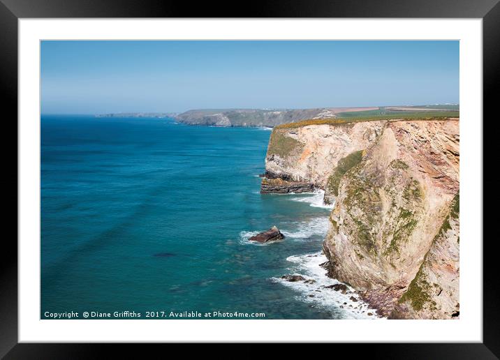 Cornish North Coast towards Watergate Bay Framed Mounted Print by Diane Griffiths
