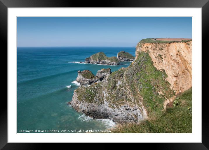 Cliffs around Whipsiderry beach, Newquay Framed Mounted Print by Diane Griffiths