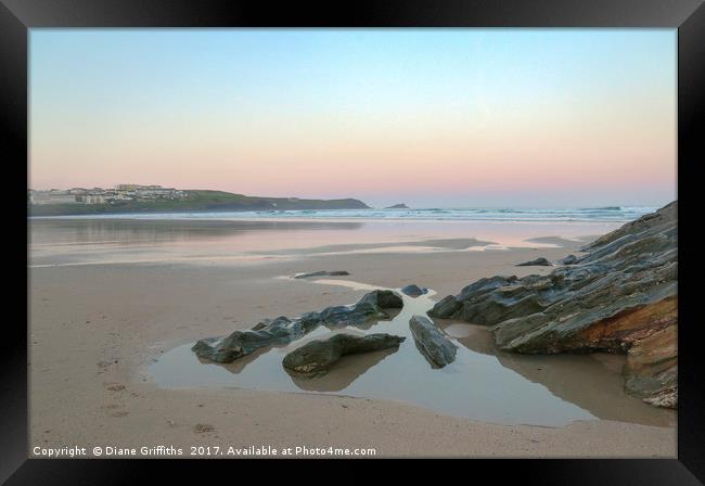 Fistral Beach Sunrise Framed Print by Diane Griffiths