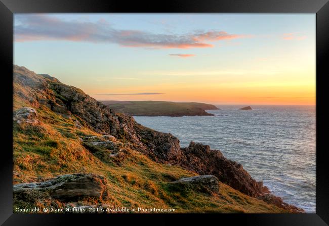 View Pentire East to Pentire West Headland Framed Print by Diane Griffiths