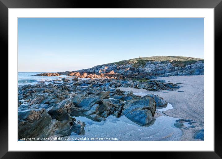 View across Little Fistral to Towan Headland Framed Mounted Print by Diane Griffiths