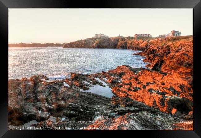 View of Newquay from Towan Headland Framed Print by Diane Griffiths