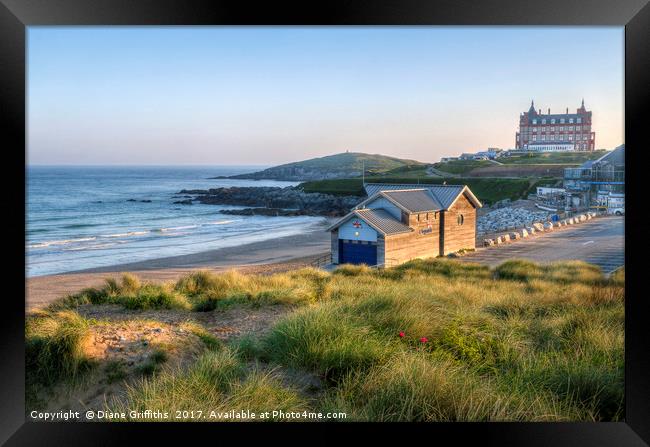 RNLI and Headland Hotel, Fistral Framed Print by Diane Griffiths